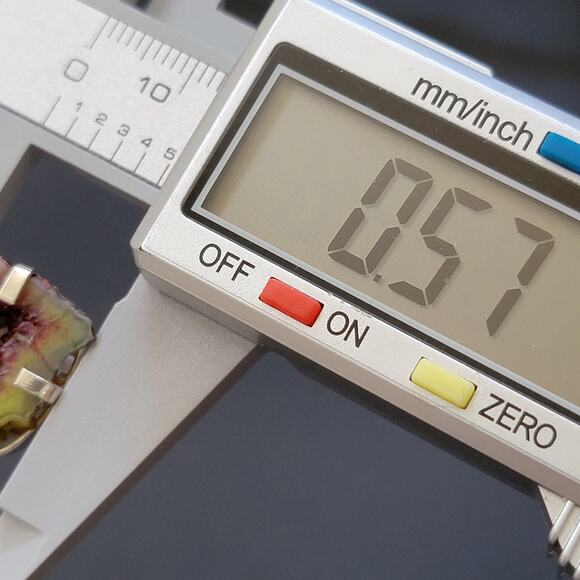 Yellow and Pink Agate Slice Statement Rings, 0.57 Inch Ring, Size 8 - Picture 9 of 10